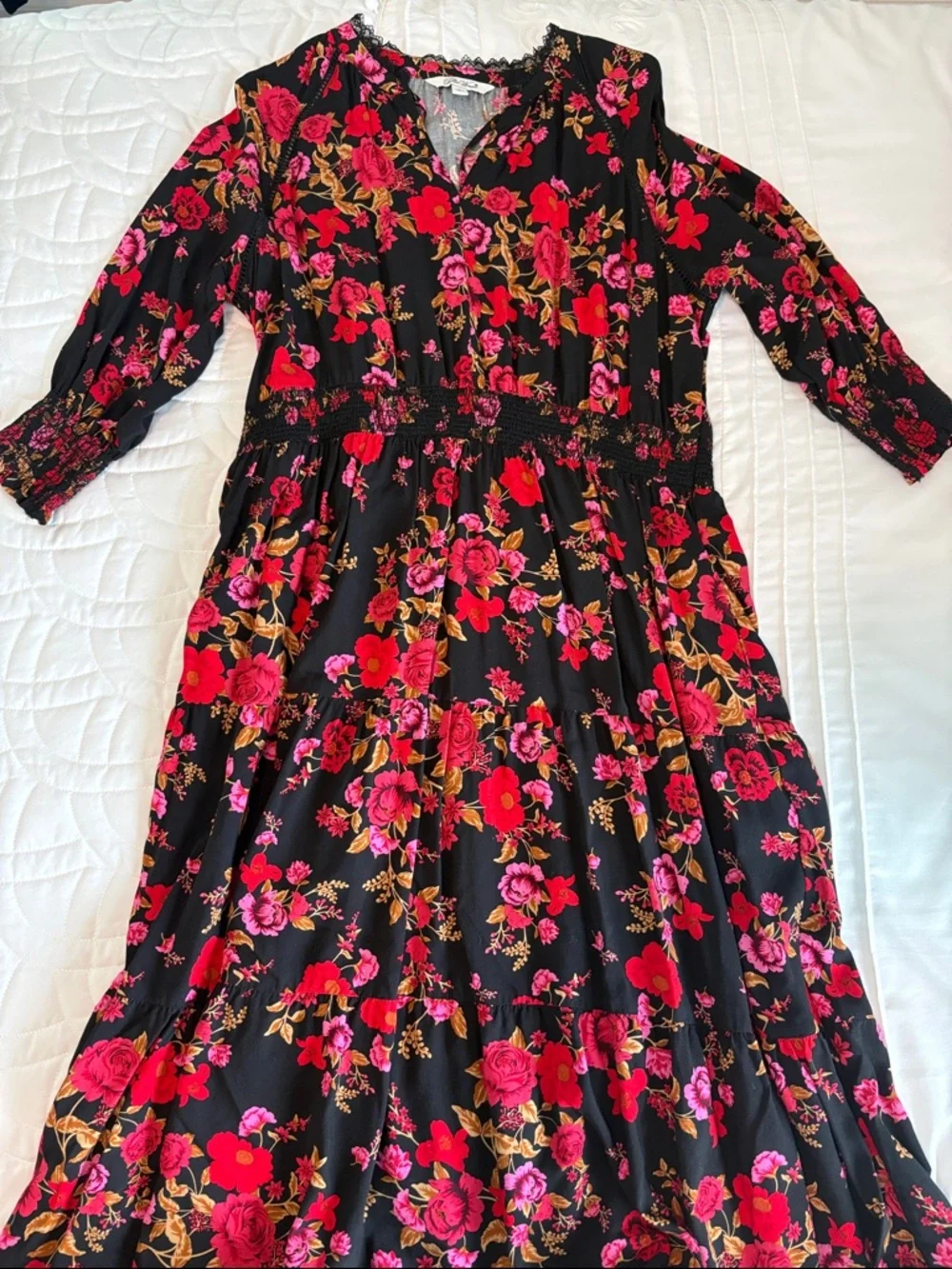 NWOT The Pioneer Woman Viscose Tiered V-Neck Dress - Picture 1 of 8